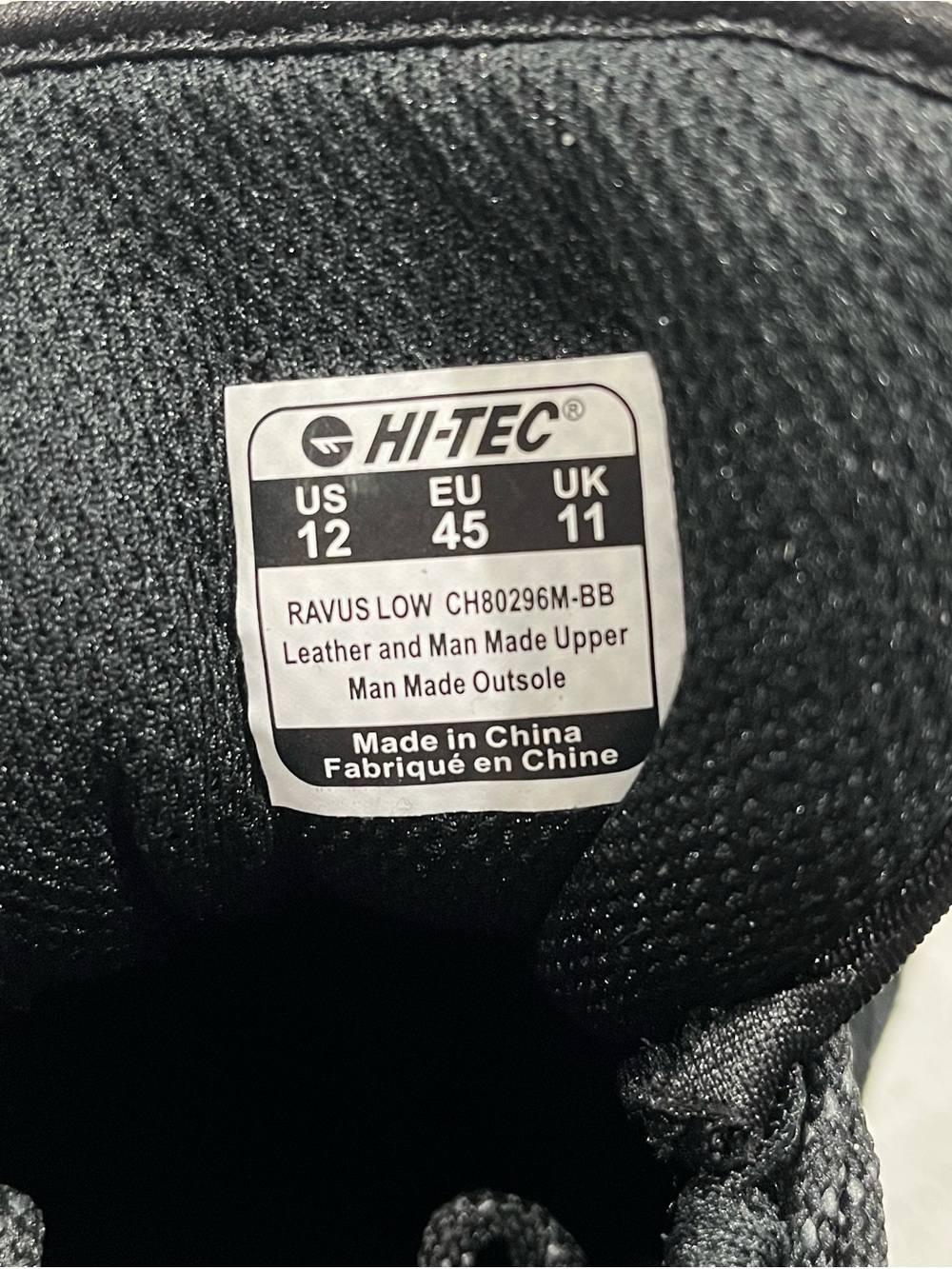 Men’s Hi-Tex RAVUS LOW CH80296M-BB Black Leather Size 12M  NWT - Picture 6 of 7